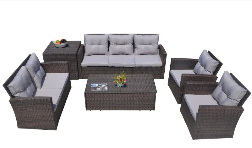118.56inches X 31.59inches X 14.82inches Brown 6-Piece Patio