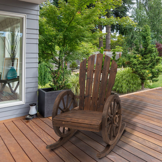Outsunny Rustic Outdoor Patio Adirondack Rocking Chair